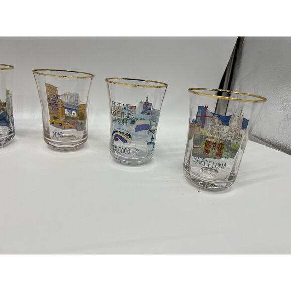 Anthropologie Holiday In The City Juice Glass Drinking Glasses 2024 Full Set - Picture 10 of 16
